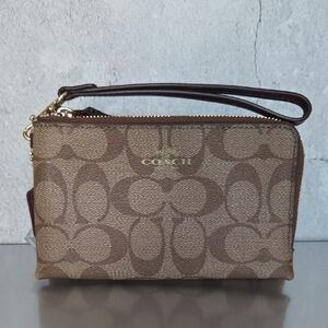 Coach Signature Brown and Sherry Wristlet